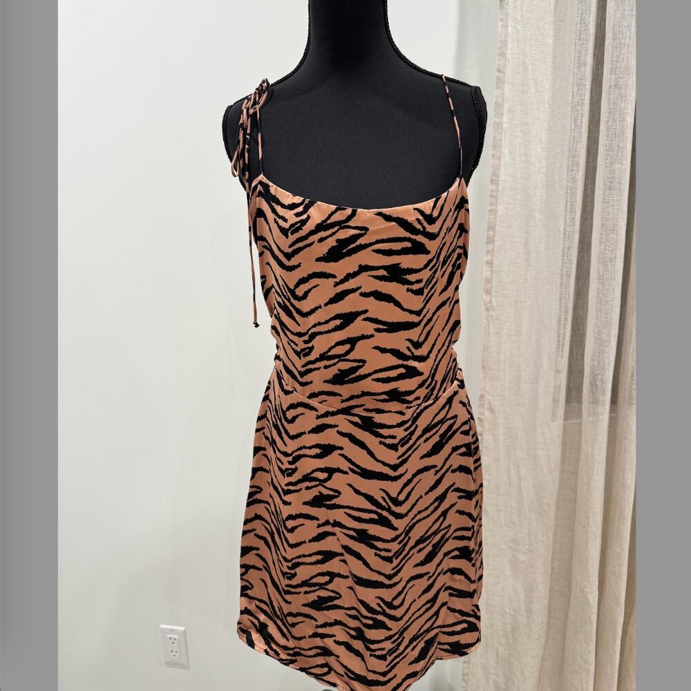 Reformation Encino Tiger Silk Dress (Size 10)